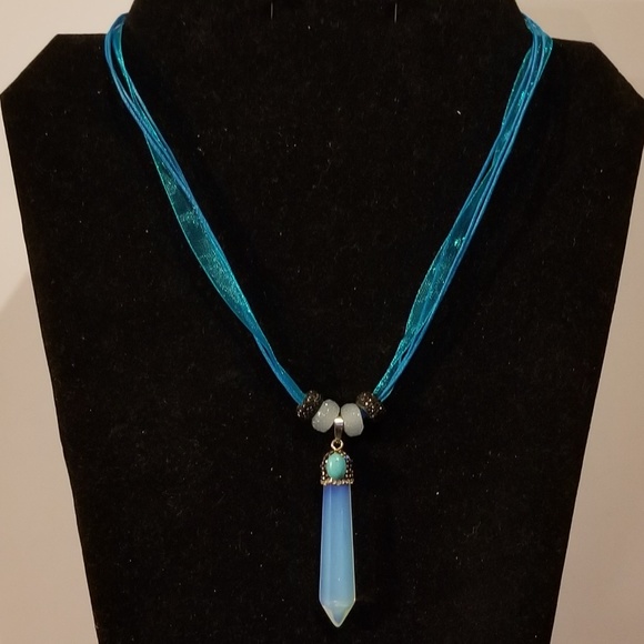 Opalite Pave Crystal Pendulum Necklace - Picture 1 of 3